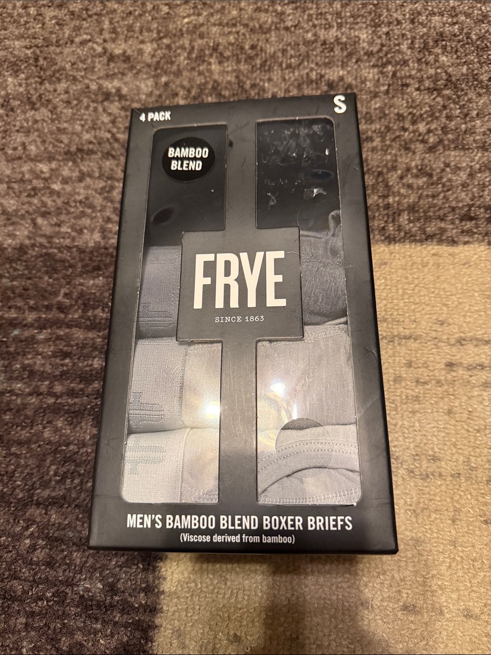 FRYE Men’s Bamboo Blend Boxer Briefs - Gray and Black  (4 Pack)